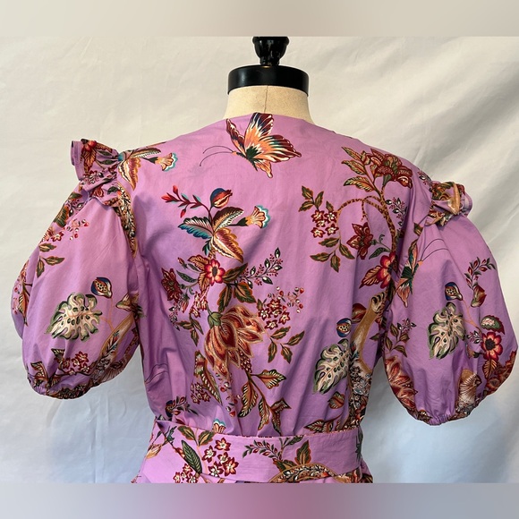 Farm Rio Monkey Floral Puff Sleeve V Neck belted Romper * XL - Picture 14 of 15